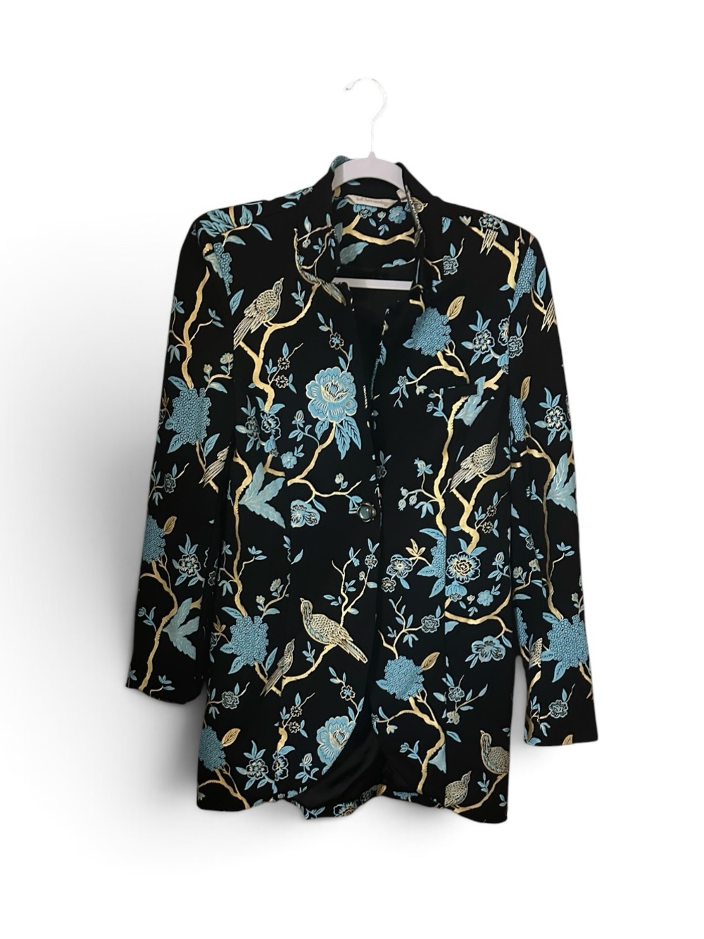 Soft Surroundings Chinoiserie Floral Bird Print Blazer Size S